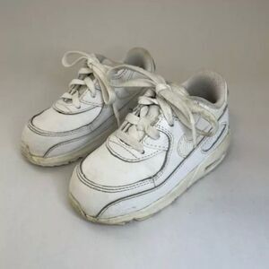 Nike Air Max 90 Toddler Kids White Lace Up Shoes 408110-167 All White Size 7C